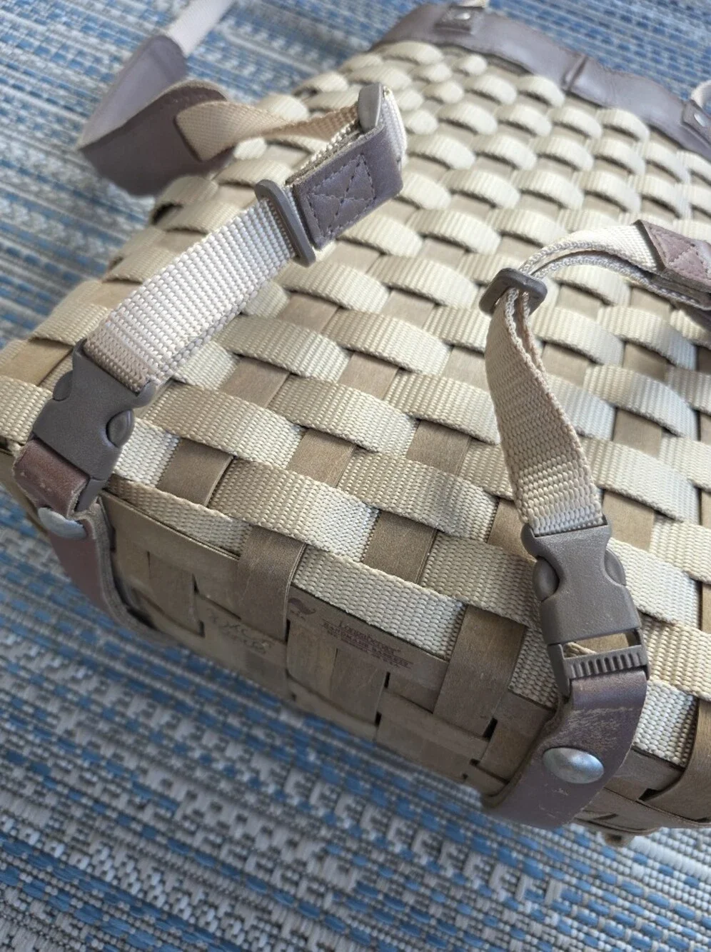 Longaberger To Go Basket Backpack Woven Wood & Nylon Adjustable Straps 2007